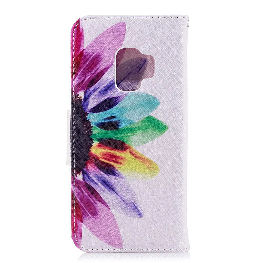 Pattern Printing PU Leather Flip Stand Cell Phone Cover for Samsung Galaxy S9 - Colorful Petals-3
