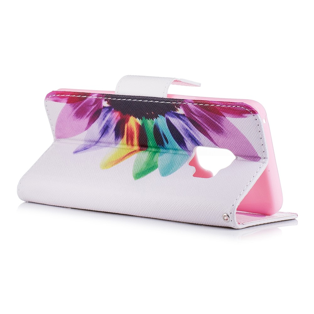 Pattern Printing PU Leather Flip Stand Cell Phone Cover for Samsung Galaxy S9 - Colorful Petals-4