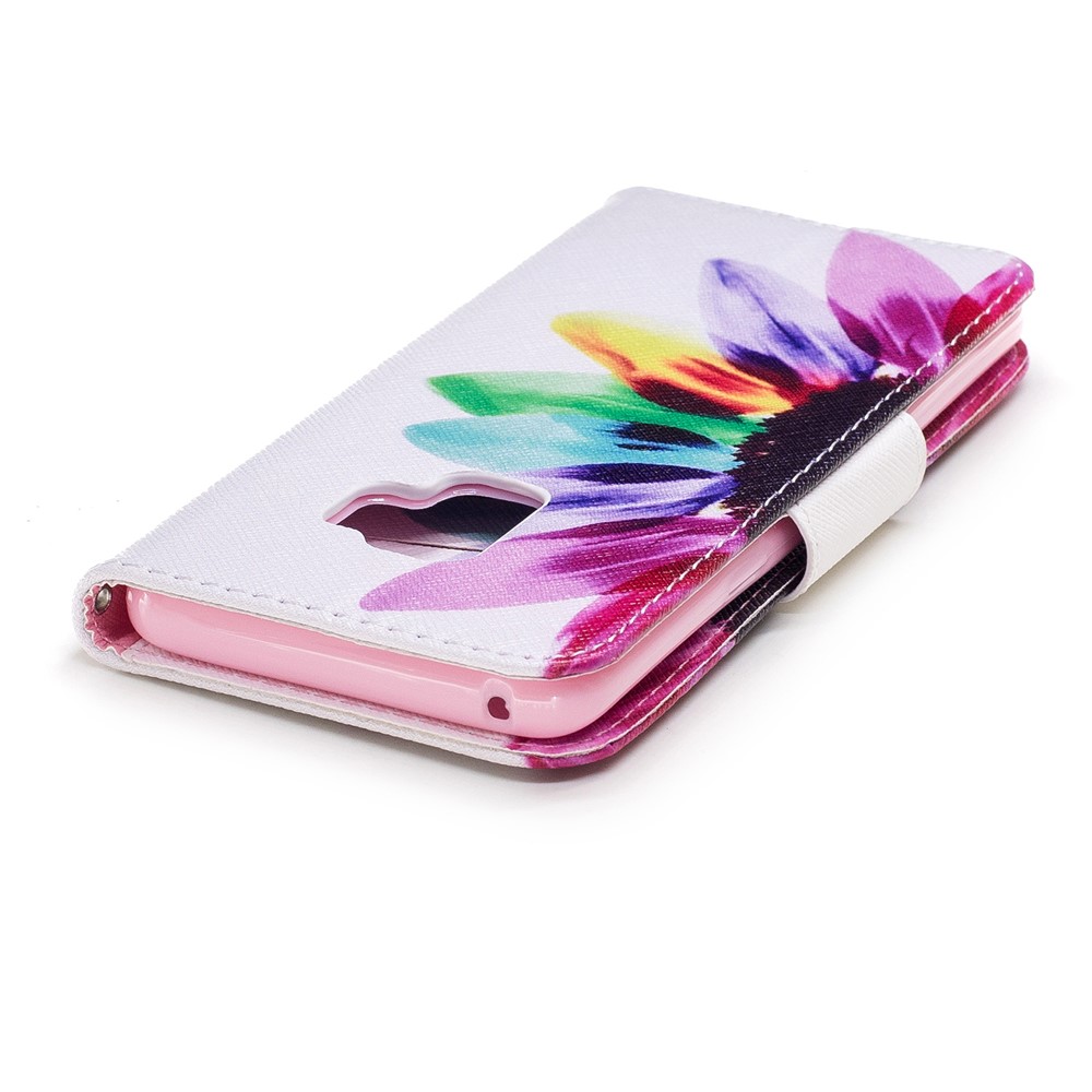 Pattern Printing PU Leather Flip Stand Cell Phone Cover for Samsung Galaxy S9 - Colorful Petals-7