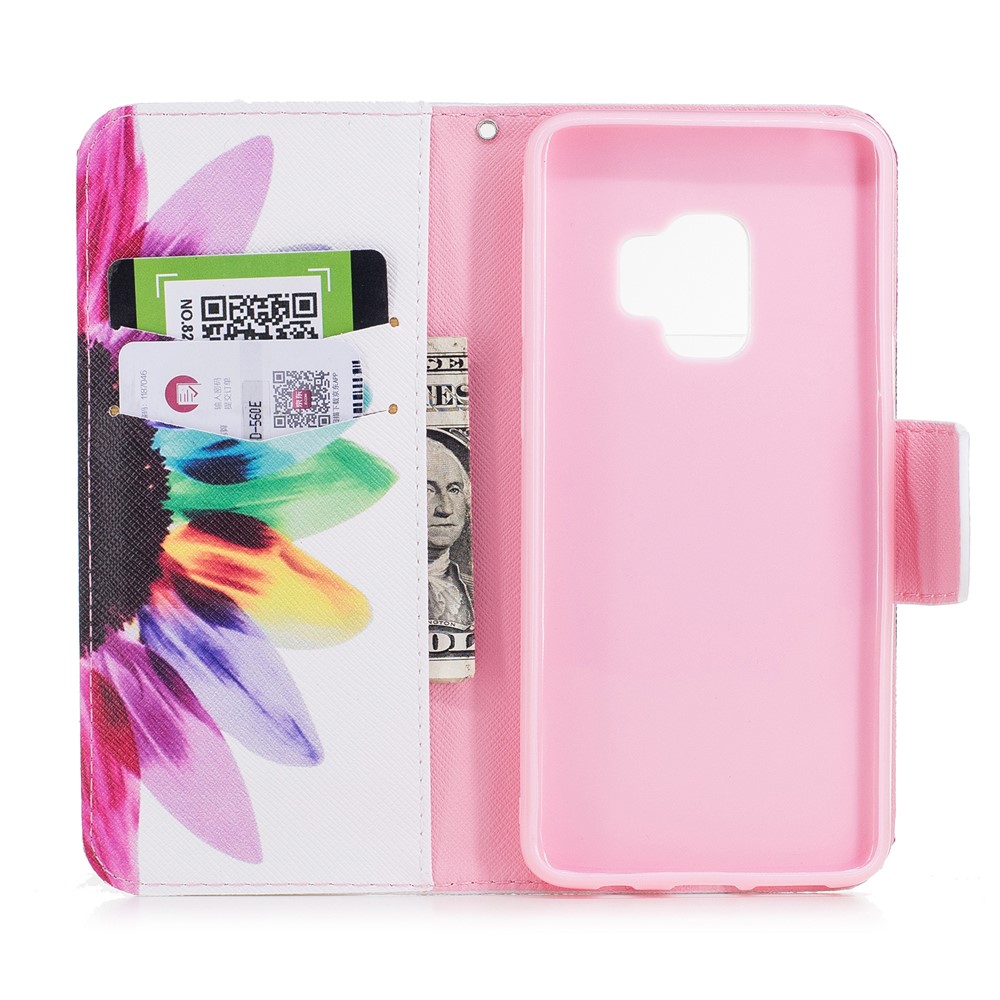 Pattern Printing PU Leather Flip Stand Cell Phone Cover for Samsung Galaxy S9 - Colorful Petals-8
