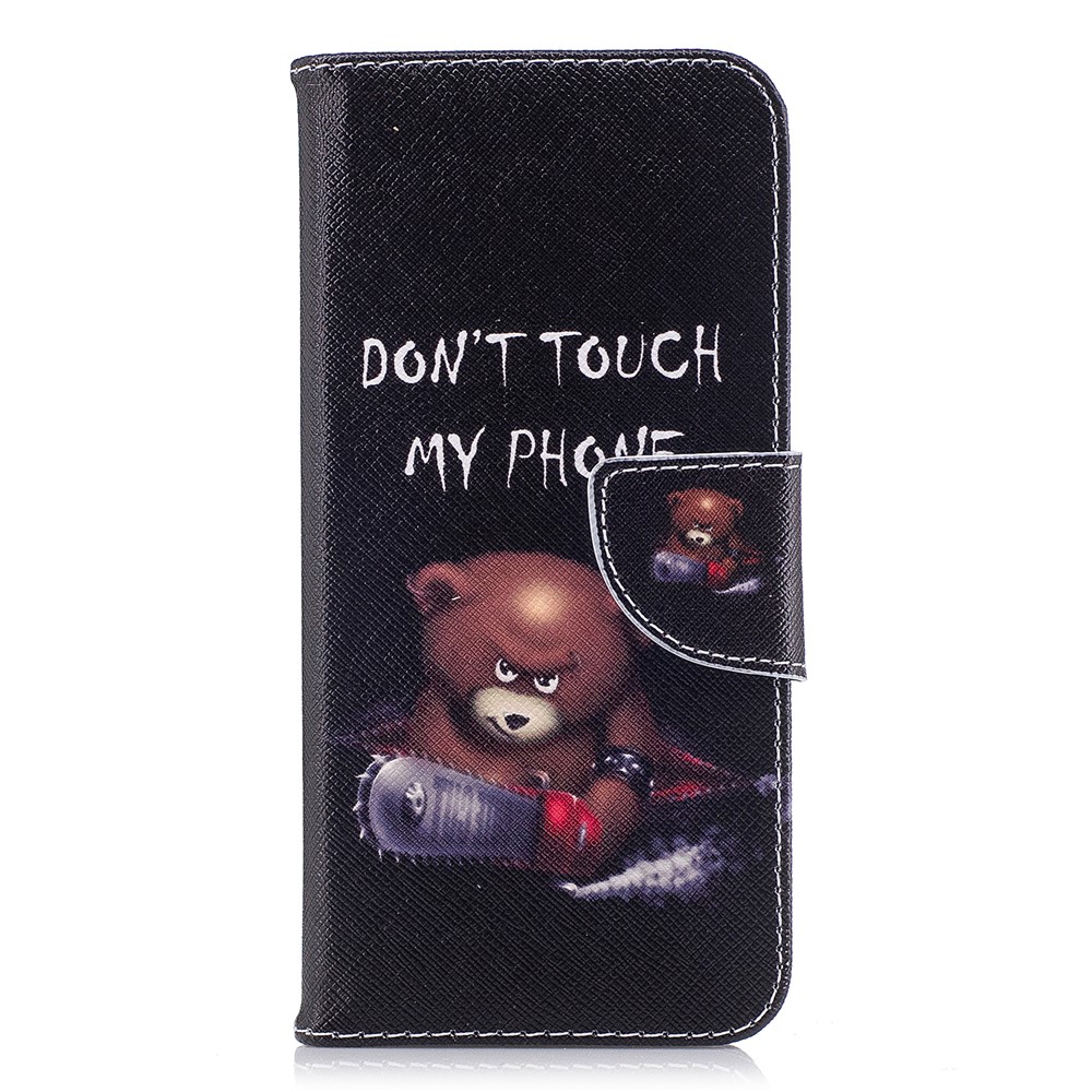 Padrão De Impressão De Cartão De Impressão De Couro Proteção Móvel Para Samsung Galaxy S9 - Urso Marrom E Palavras De Aviso-2