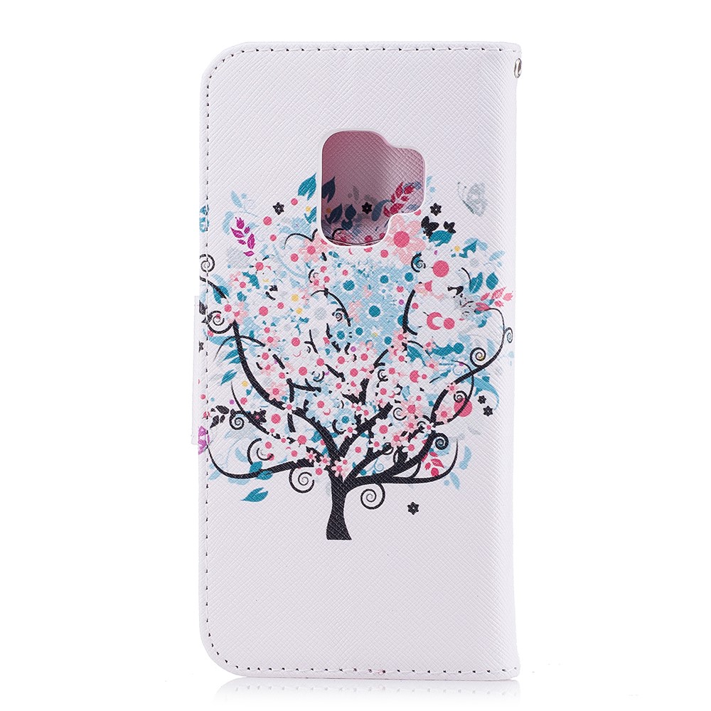 Pattern Printing PU Leather Card Holder Mobile Phone Cover Shell for Samsung Galaxy S9 G960 - Floret Tree-3
