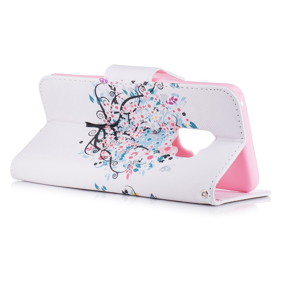 Pattern Printing PU Leather Card Holder Mobile Phone Cover Shell for Samsung Galaxy S9 G960 - Floret Tree-4