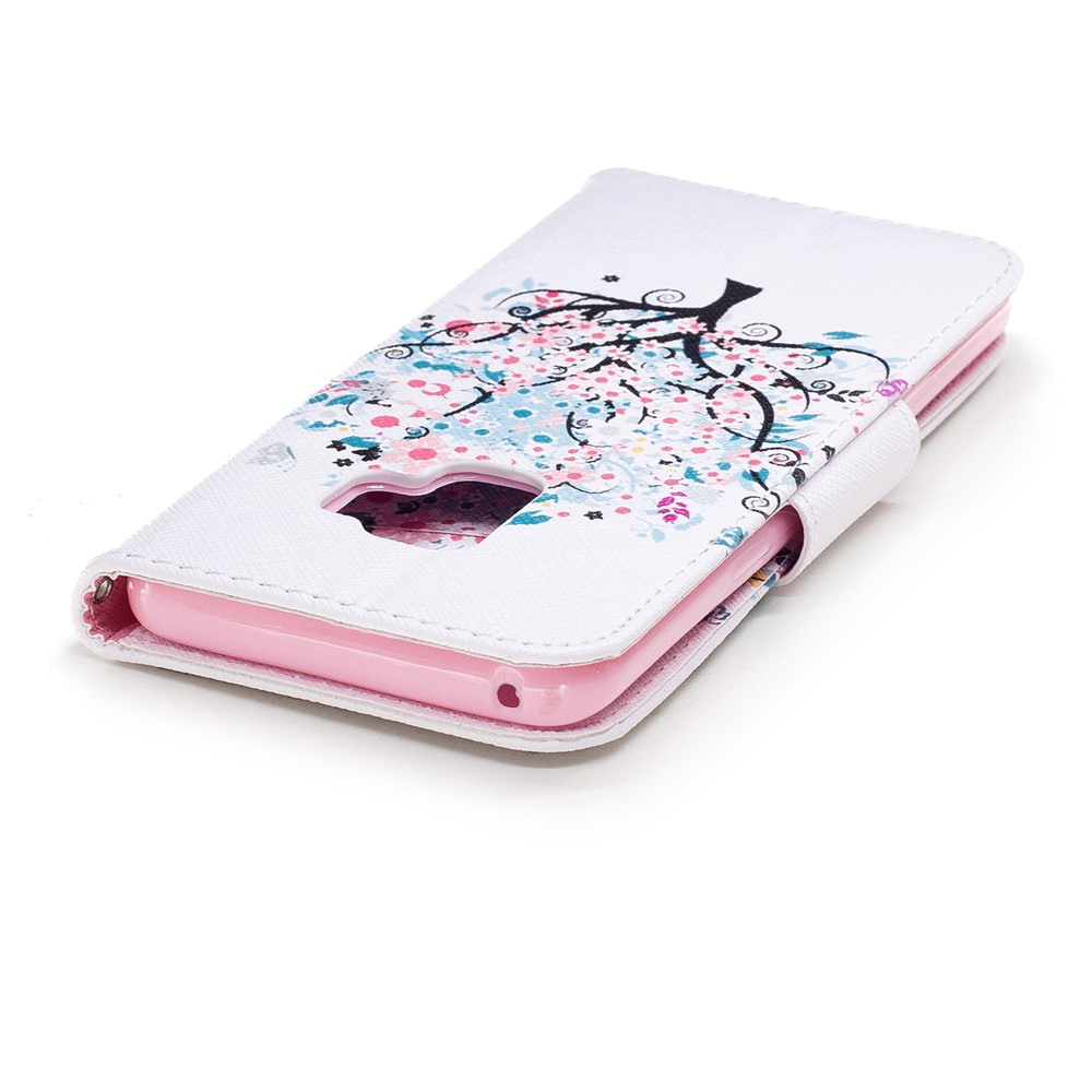 Pattern Printing PU Leather Card Holder Mobile Phone Cover Shell for Samsung Galaxy S9 G960 - Floret Tree-7