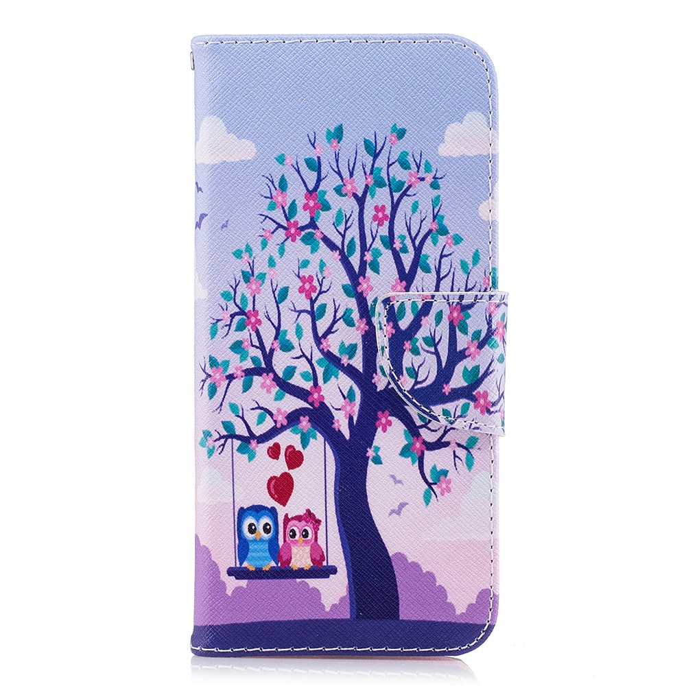 Pattern Printing PU Leather Magnetic Wallet Stand Case for Samsung Galaxy S9 G960 - Owls on Swing-2