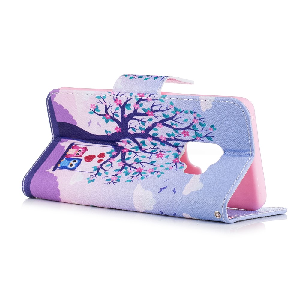 Pattern Printing PU Leather Magnetic Wallet Stand Case for Samsung Galaxy S9 G960 - Owls on Swing-4