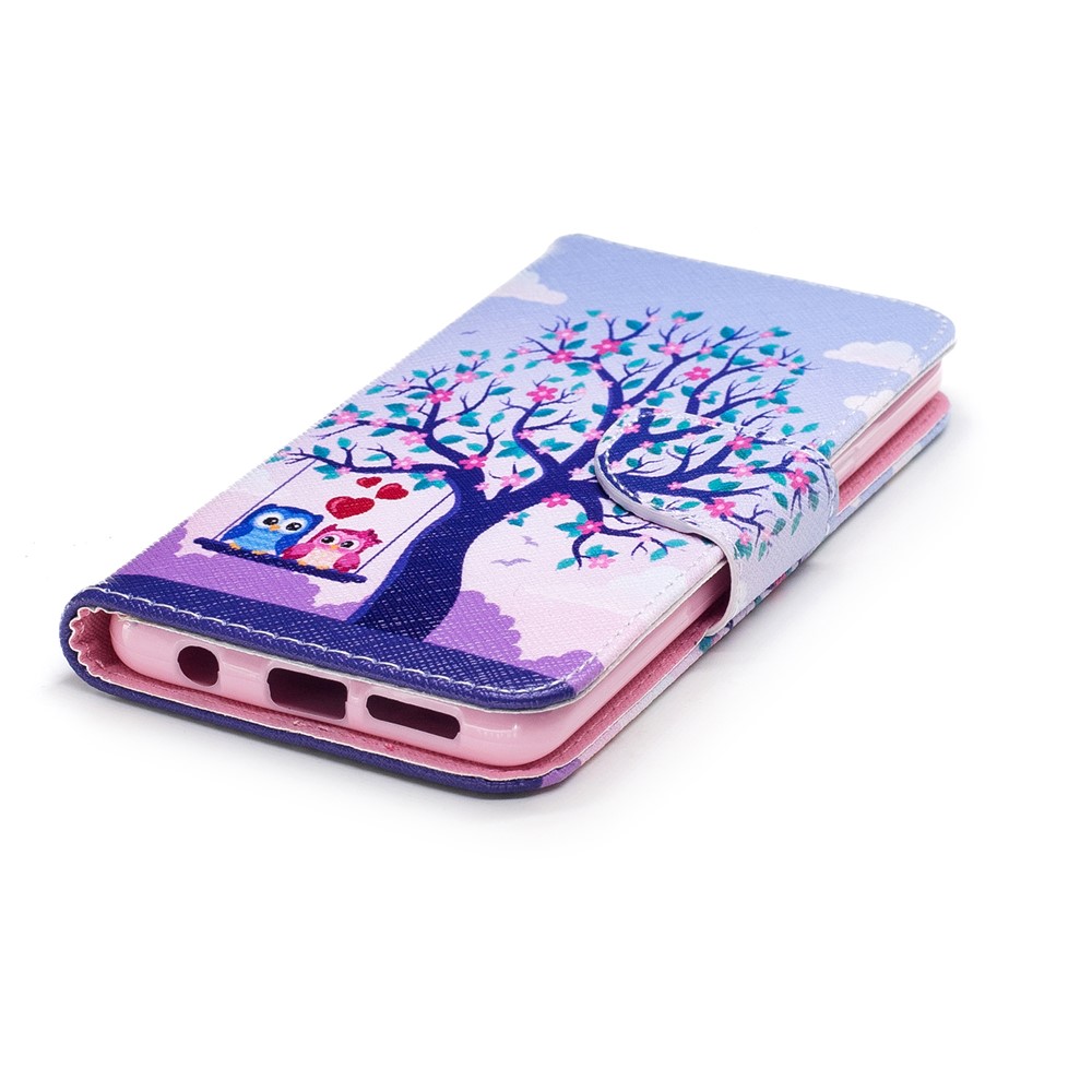 Pattern Printing PU Leather Magnetic Wallet Stand Case for Samsung Galaxy S9 G960 - Owls on Swing-6
