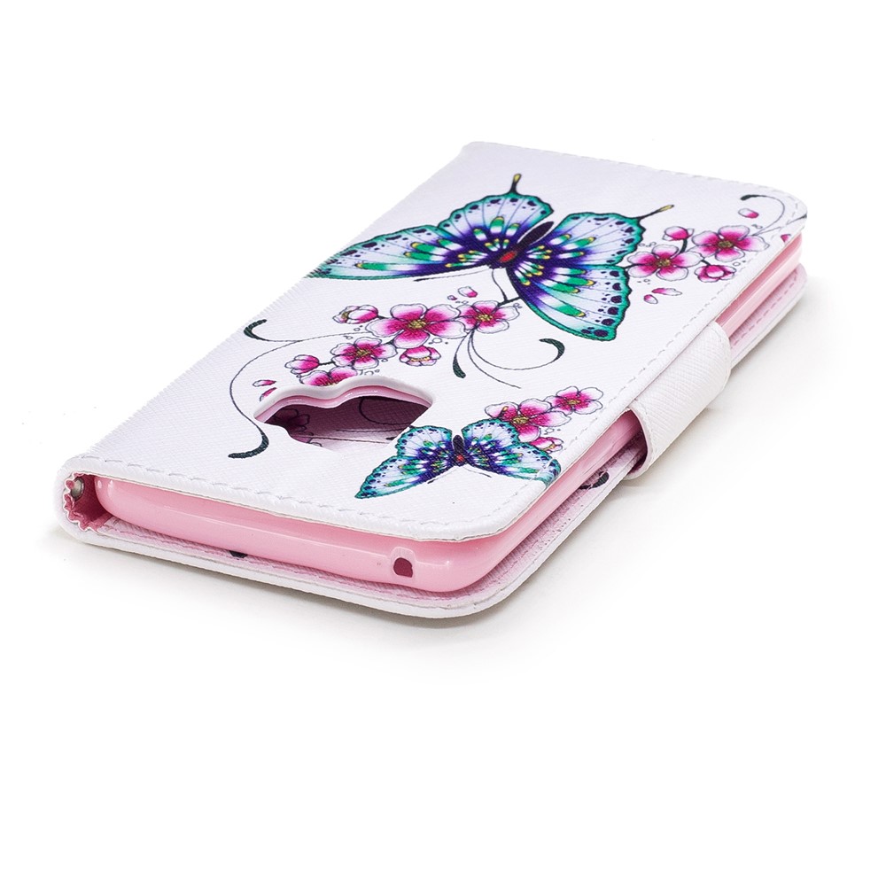 Pattern Printing PU Leather Magnetic Wallet Stand Shell for Samsung Galaxy S9 G960 - Butterfly and Flower-7