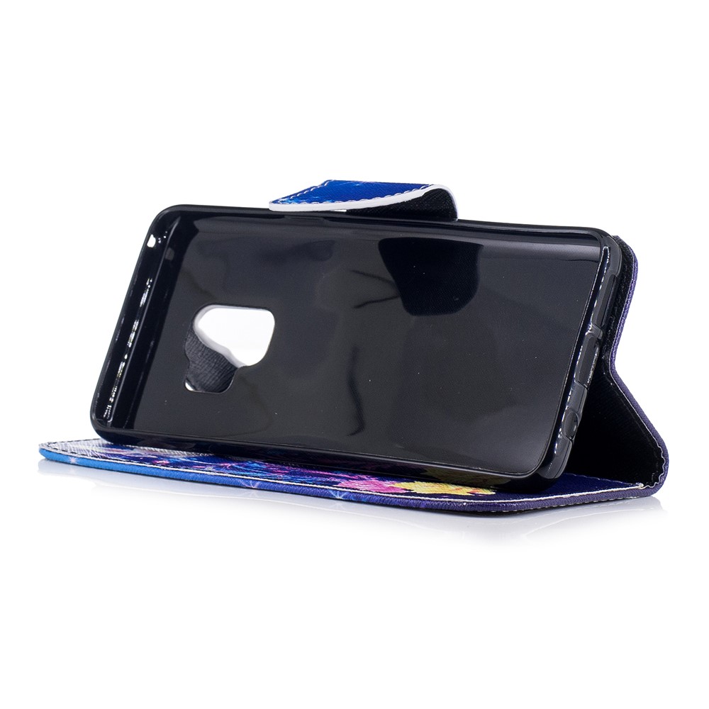 Pattern Printing PU Leather Magnetic Wallet Stand Casing for Samsung Galaxy S9 - Crystal Butterfly and Flower-5