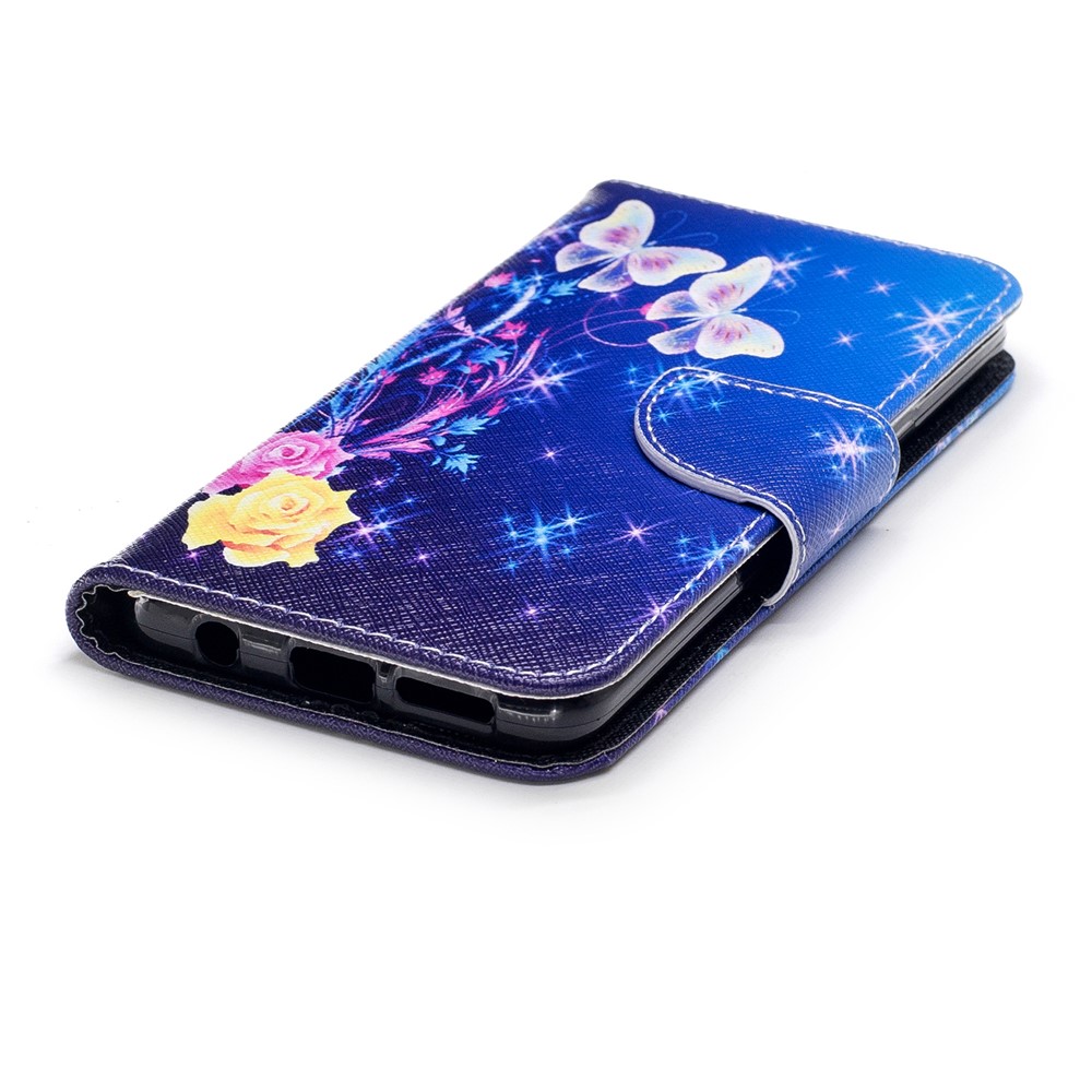 Pattern Printing PU Leather Magnetic Wallet Stand Casing for Samsung Galaxy S9 - Crystal Butterfly and Flower-6