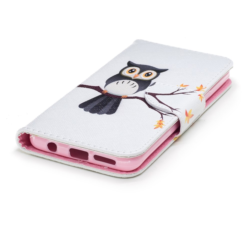 Pattern Printing PU Leather Magnetic Wallet Stand Mobile Phone Case for Samsung Galaxy S9 - Owl on Branch-6