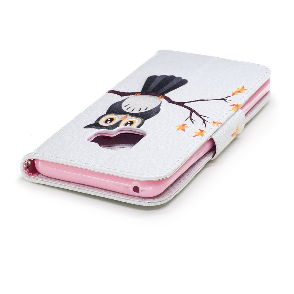 Pattern Printing PU Leather Magnetic Wallet Stand Mobile Phone Case for Samsung Galaxy S9 - Owl on Branch-7