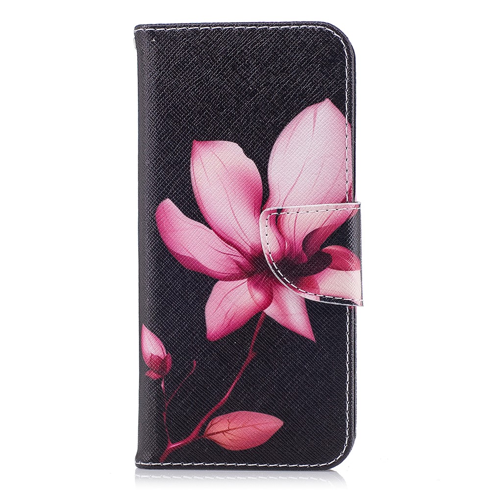 Pattern Printing PU Leather Magnetic Wallet Stand Cell Phone Case for Samsung Galaxy S9 G960 - Pink Flower-2