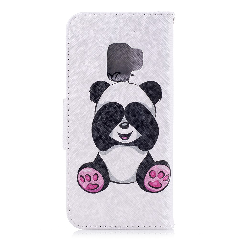 Pattern Printing PU Leather Magnetic Wallet Stand Mobile Phone Cover for Samsung Galaxy S9 - Cute Panda-3