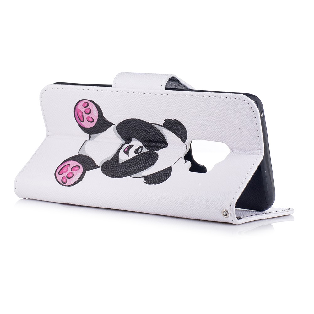 Pattern Printing PU Leather Magnetic Wallet Stand Mobile Phone Cover for Samsung Galaxy S9 - Cute Panda-4