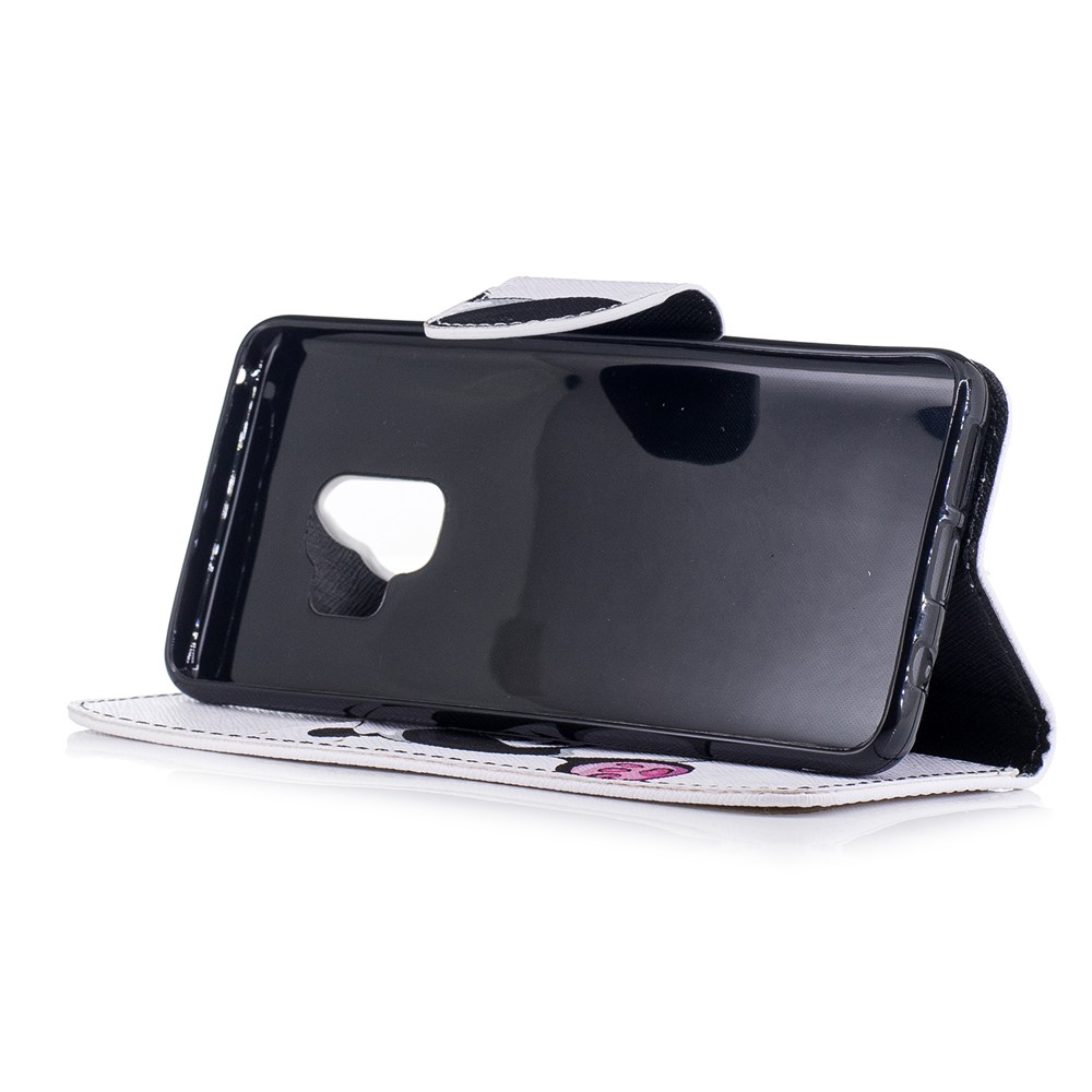 Pattern Printing PU Leather Magnetic Wallet Stand Mobile Phone Cover for Samsung Galaxy S9 - Cute Panda-5