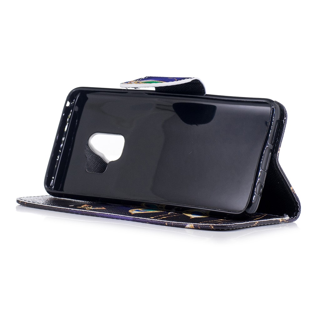 Pattern Printing PU Leather Magnetic Wallet Stand Cell Phone Cover for Samsung Galaxy S9 - Rhinestone Decor Butterfly-5