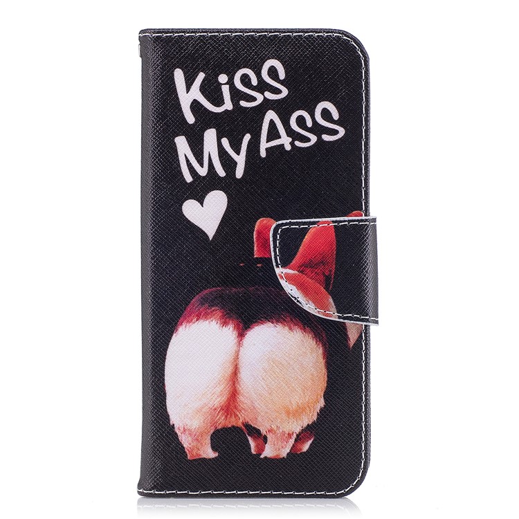 Pattern Printing PU Leather Magnetic Wallet Stand Protective Case for Samsung Galaxy S9 G960 - Kiss My Ass-2