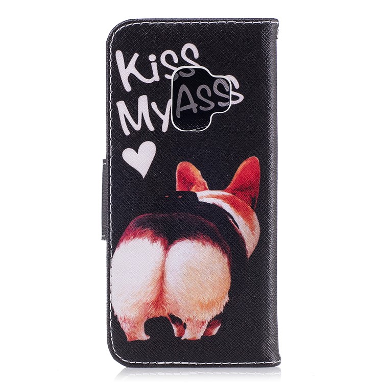 Pattern Printing PU Leather Magnetic Wallet Stand Protective Case for Samsung Galaxy S9 G960 - Kiss My Ass-3
