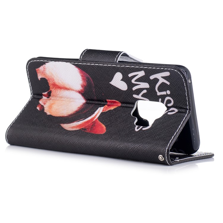 Pattern Printing PU Leather Magnetic Wallet Stand Protective Case for Samsung Galaxy S9 G960 - Kiss My Ass-4