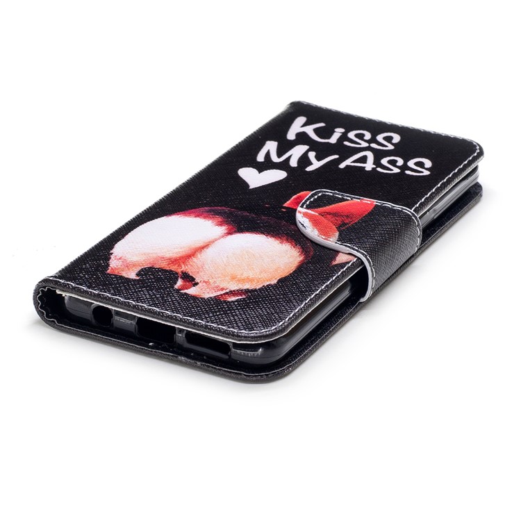 Pattern Printing PU Leather Magnetic Wallet Stand Protective Case for Samsung Galaxy S9 G960 - Kiss My Ass-6