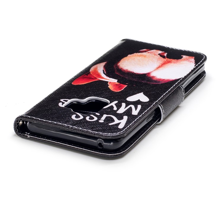 Pattern Printing PU Leather Magnetic Wallet Stand Protective Case for Samsung Galaxy S9 G960 - Kiss My Ass-7