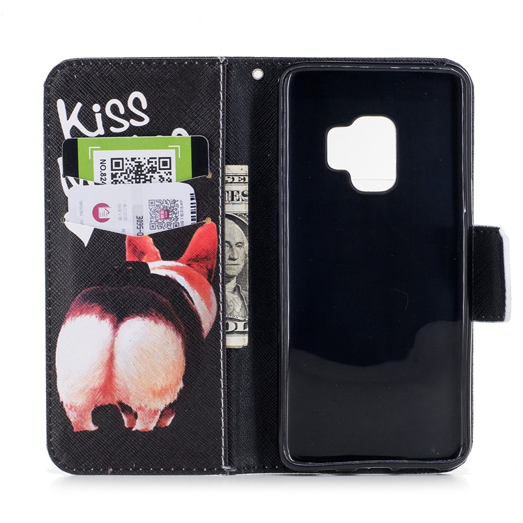 Pattern Printing PU Leather Magnetic Wallet Stand Protective Case for Samsung Galaxy S9 G960 - Kiss My Ass-8