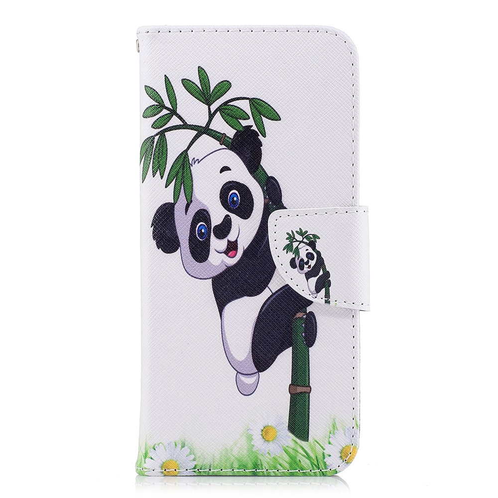 Pattern Printing PU Leather Magnetic Wallet Stand Protective Casing for Samsung Galaxy S9 - Panda on Bamboo-2