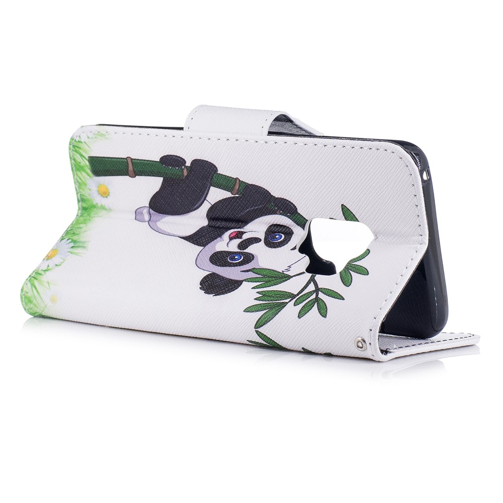 Pattern Printing PU Leather Magnetic Wallet Stand Protective Casing for Samsung Galaxy S9 - Panda on Bamboo-4