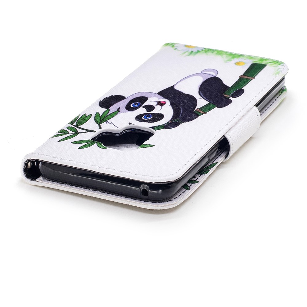 Pattern Printing PU Leather Magnetic Wallet Stand Protective Casing for Samsung Galaxy S9 - Panda on Bamboo-7
