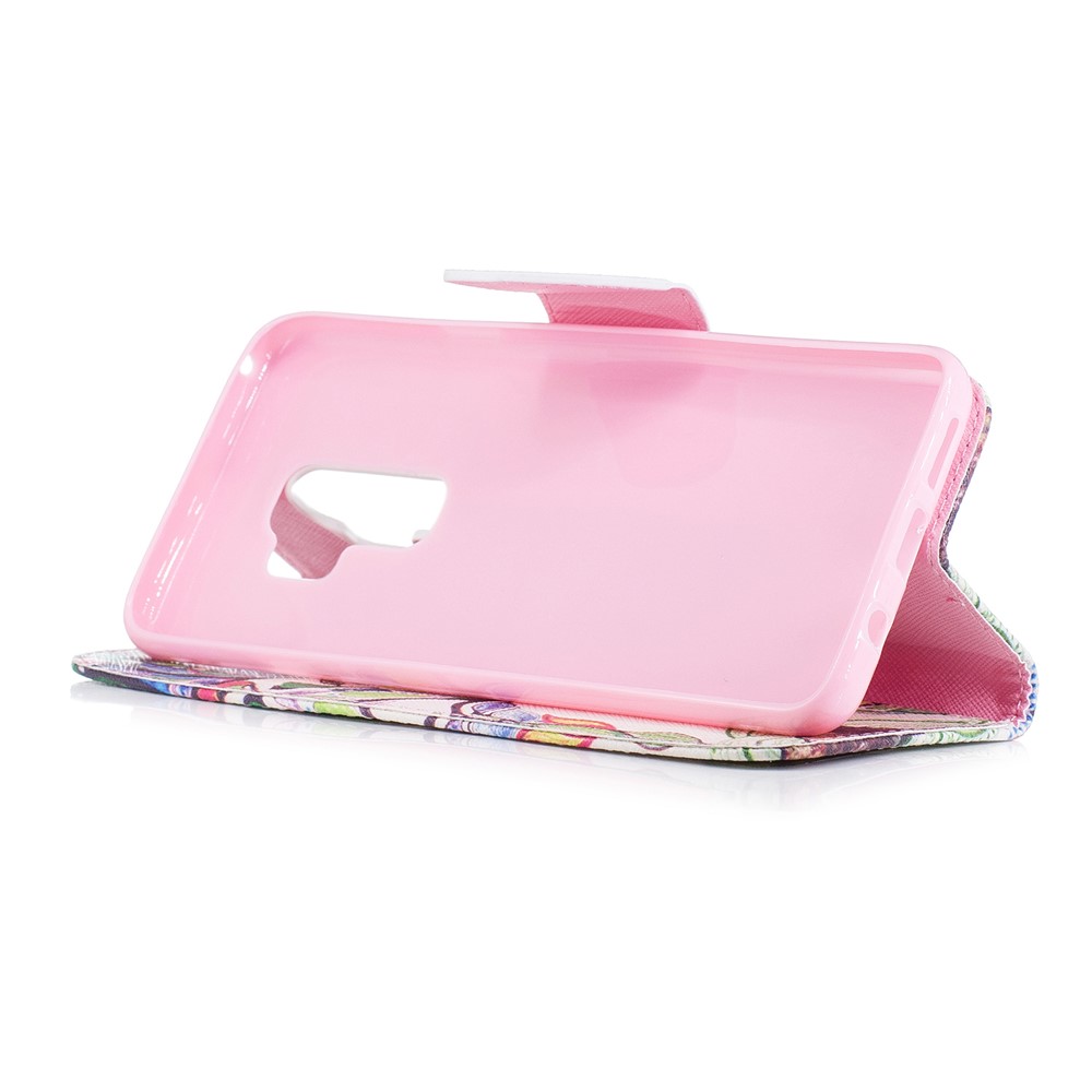 Pattern Printing PU Leather Wallet Stand Mobile Cover for Samsung Galaxy S9 Plus G965 - Colorized Tree-5