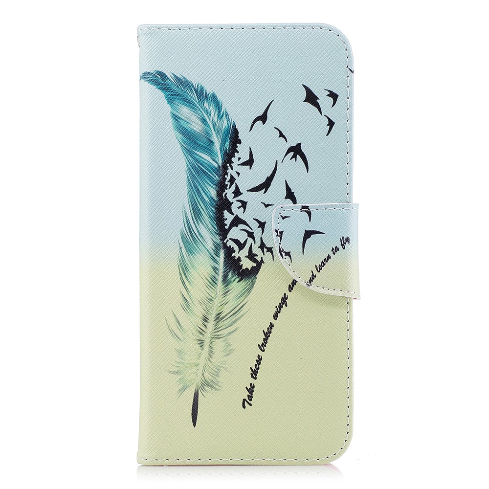 Pattern Printing PU Leather Wallet Stand Mobile Shell for Samsung Galaxy S9 Plus G965 - Feather and Birds-2