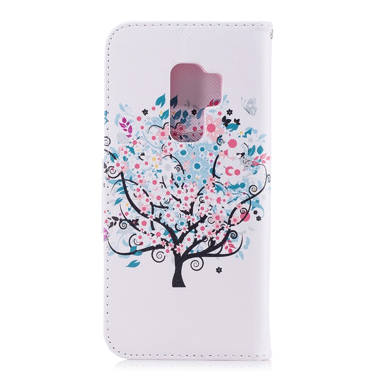 Pattern Printing Wallet Leather Stand Phone Case for Samsung Galaxy S9 Plus G965 - Floret Tree-3