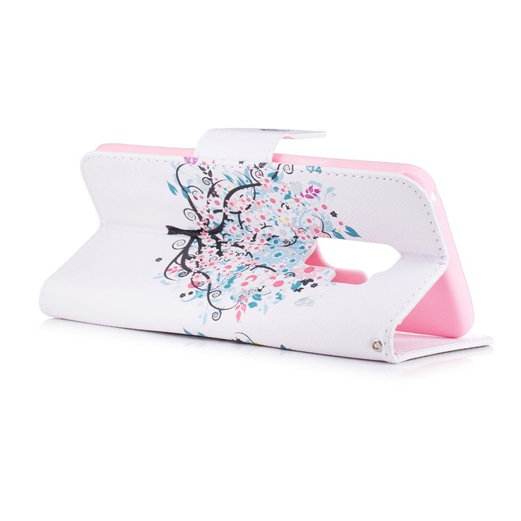 Pattern Printing Wallet Leather Stand Phone Case for Samsung Galaxy S9 Plus G965 - Floret Tree-4