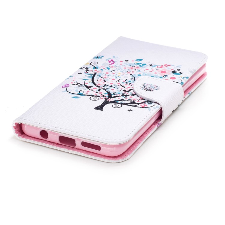 Pattern Printing Wallet Leather Stand Phone Case for Samsung Galaxy S9 Plus G965 - Floret Tree-6