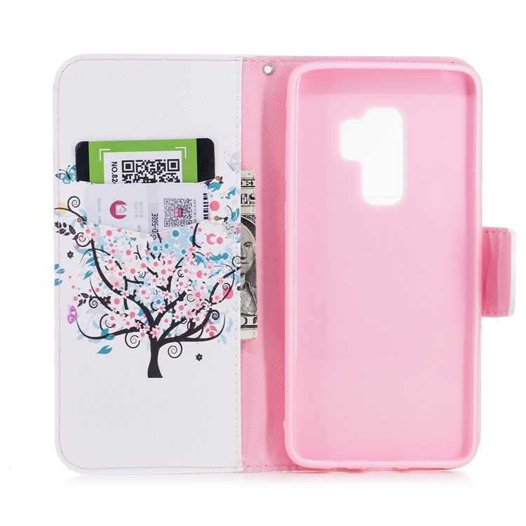 Pattern Printing Wallet Leather Stand Phone Case for Samsung Galaxy S9 Plus G965 - Floret Tree-8