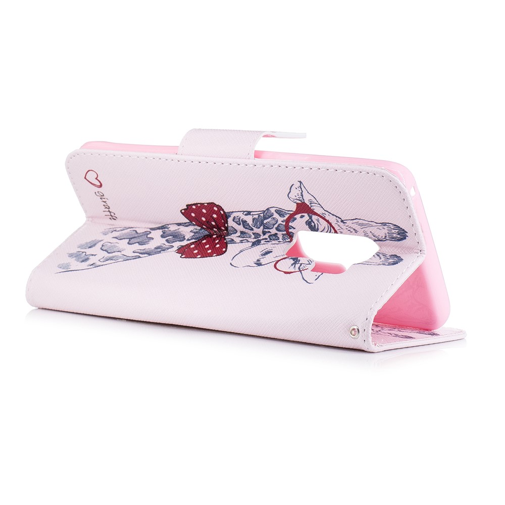 Pattern Printing Wallet Stand Leather Mobile Phone Case for Samsung Galaxy S9 Plus - Giraffe Wearing Glasses-4