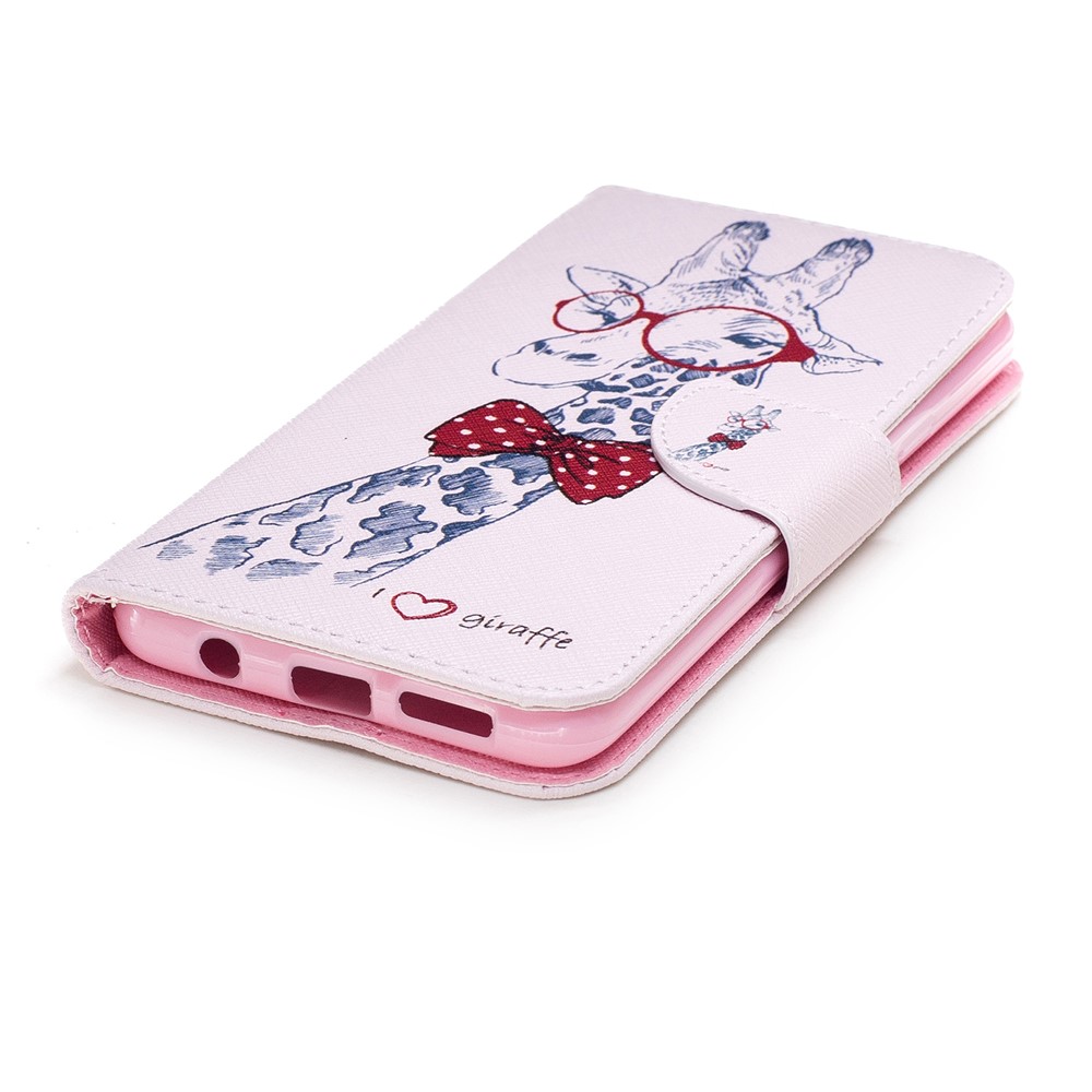 Pattern Printing Wallet Stand Leather Mobile Phone Case for Samsung Galaxy S9 Plus - Giraffe Wearing Glasses-6