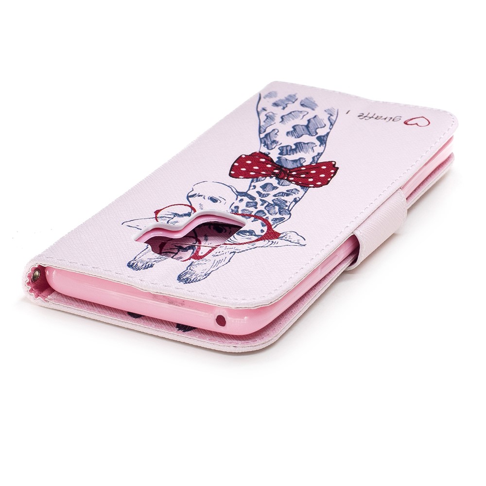 Pattern Printing Wallet Stand Leather Mobile Phone Case for Samsung Galaxy S9 Plus - Giraffe Wearing Glasses-7