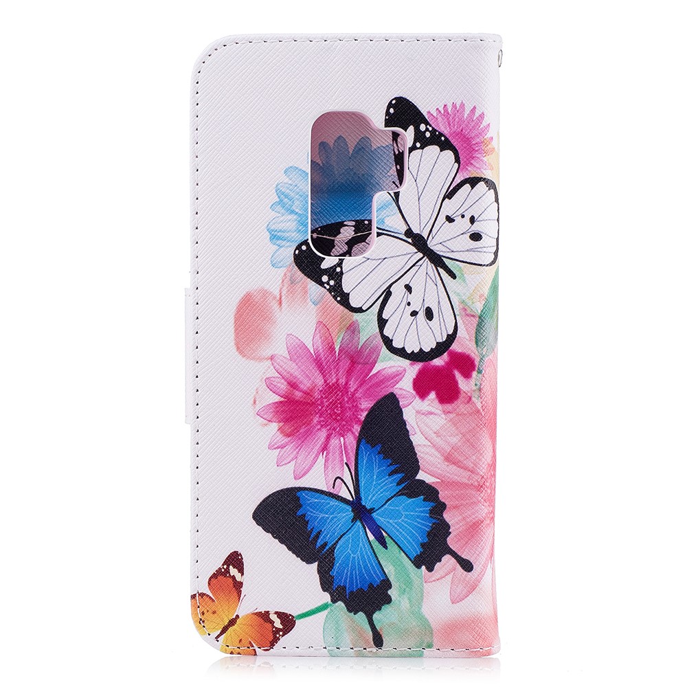 Pattern Printing Wallet Stand Leather Mobile Phone Cover for Samsung Galaxy S9 Plus - Butterfly and Flower-3