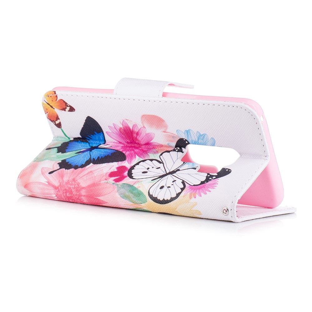 Pattern Printing Wallet Stand Leather Mobile Phone Cover for Samsung Galaxy S9 Plus - Butterfly and Flower-4
