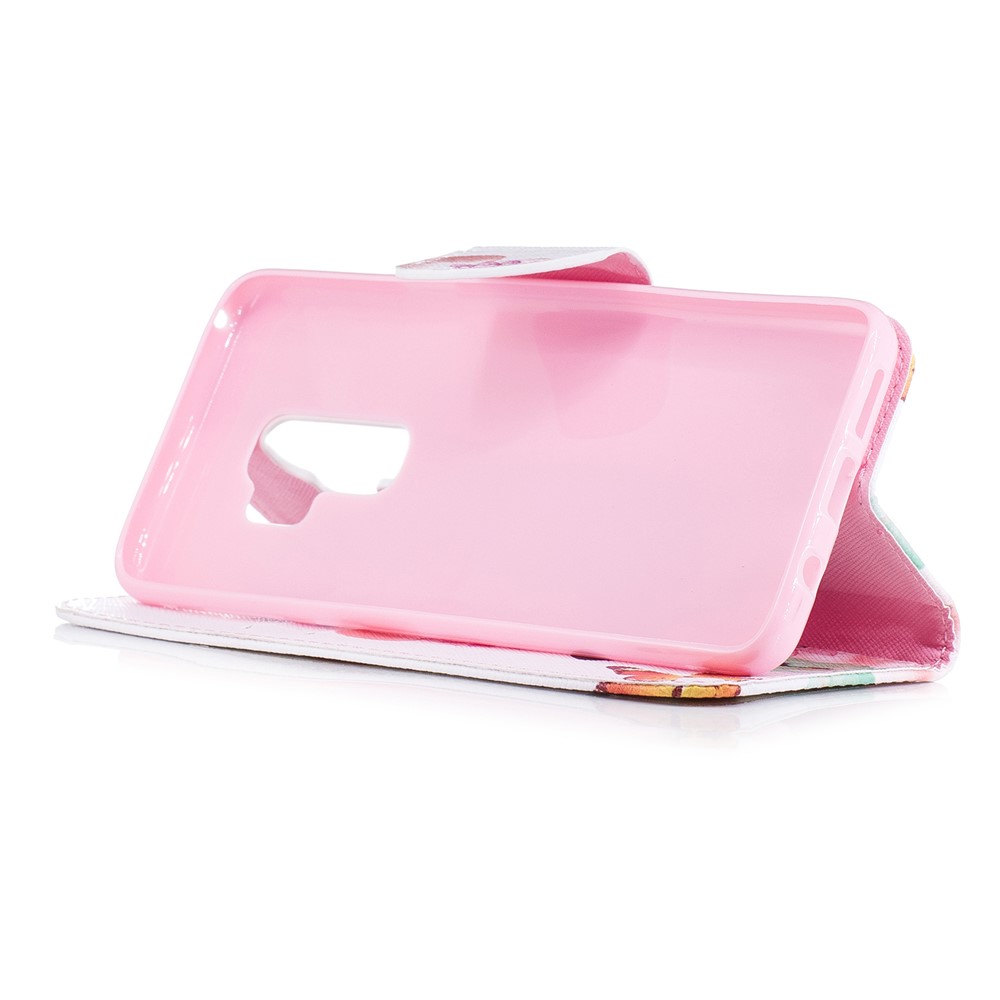Pattern Printing Wallet Stand Leather Mobile Phone Cover for Samsung Galaxy S9 Plus - Butterfly and Flower-5