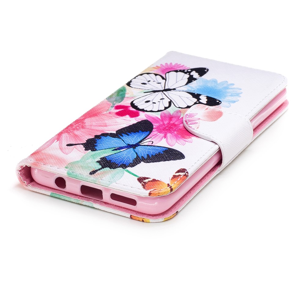 Pattern Printing Wallet Stand Leather Mobile Phone Cover for Samsung Galaxy S9 Plus - Butterfly and Flower-6