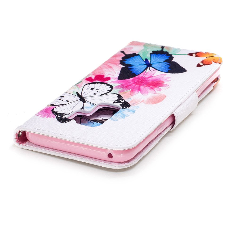 Pattern Printing Wallet Stand Leather Mobile Phone Cover for Samsung Galaxy S9 Plus - Butterfly and Flower-7