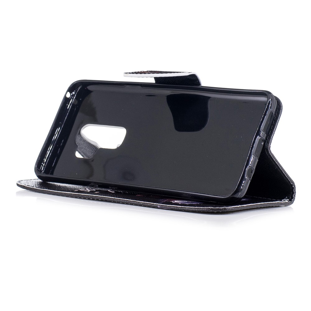 Patrón De La Impresión De La Cartera Soporte De Cuero Del Teléfono Móvil Shell Para Samsung Galaxy S9 Plus - Oso Pardo Y Palabras De Advertencia-5