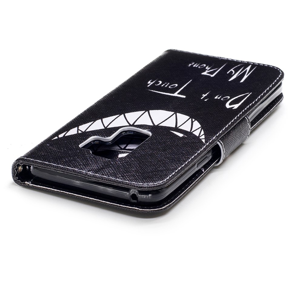 Pattern Printing PU Leather Protection Cover Case with Card Slots for Samsung Galaxy S9 Plus - Do Not Touch My Phone-7