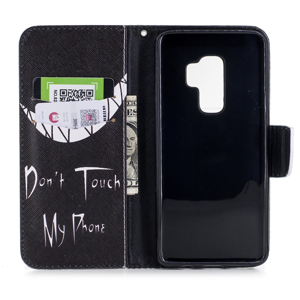 Pattern Printing PU Leather Protection Cover Case with Card Slots for Samsung Galaxy S9 Plus - Do Not Touch My Phone-8