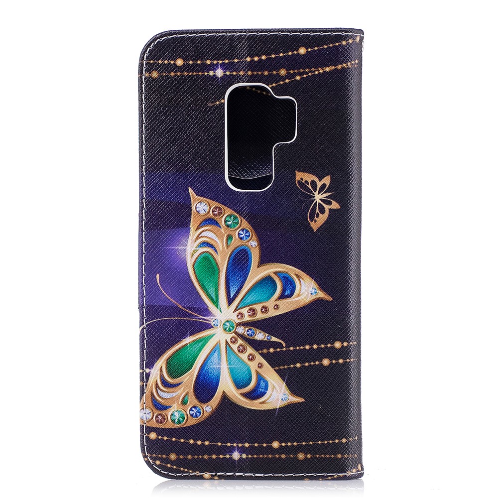 For Samsung Galaxy S9+ Pattern Printing Flip Leather Wallet Case Protector - Diamante Butterfly-3