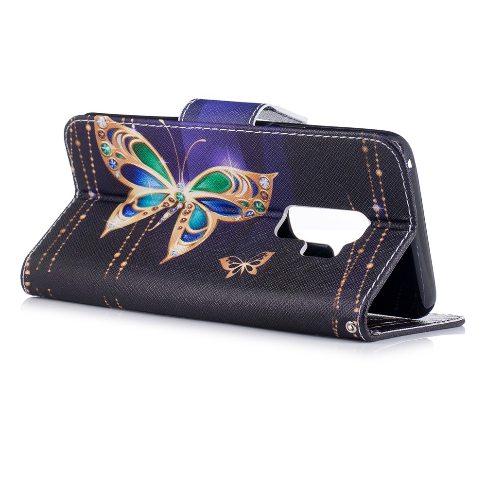 For Samsung Galaxy S9+ Pattern Printing Flip Leather Wallet Case Protector - Diamante Butterfly-4
