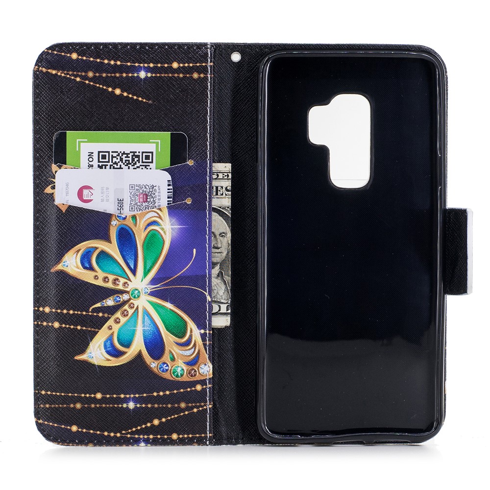 For Samsung Galaxy S9+ Pattern Printing Flip Leather Wallet Case Protector - Diamante Butterfly-8